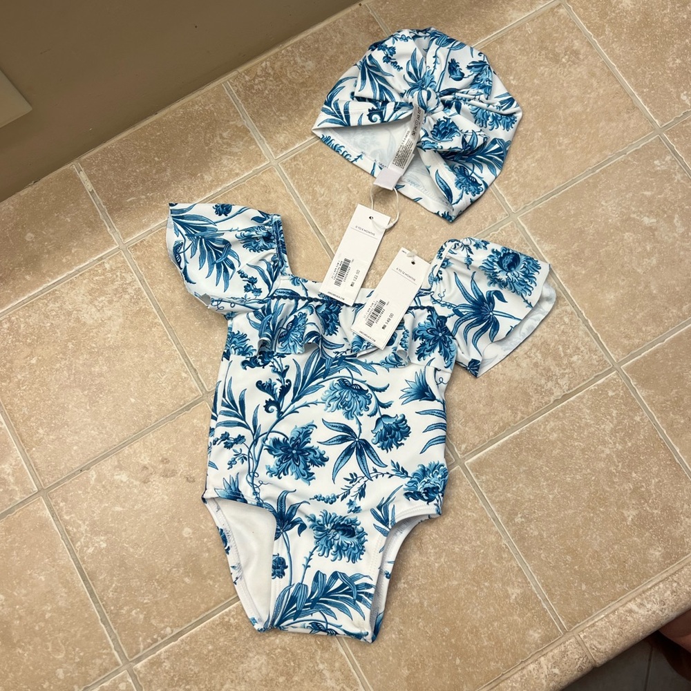 New Janie and Jack swimsuit and swim cap